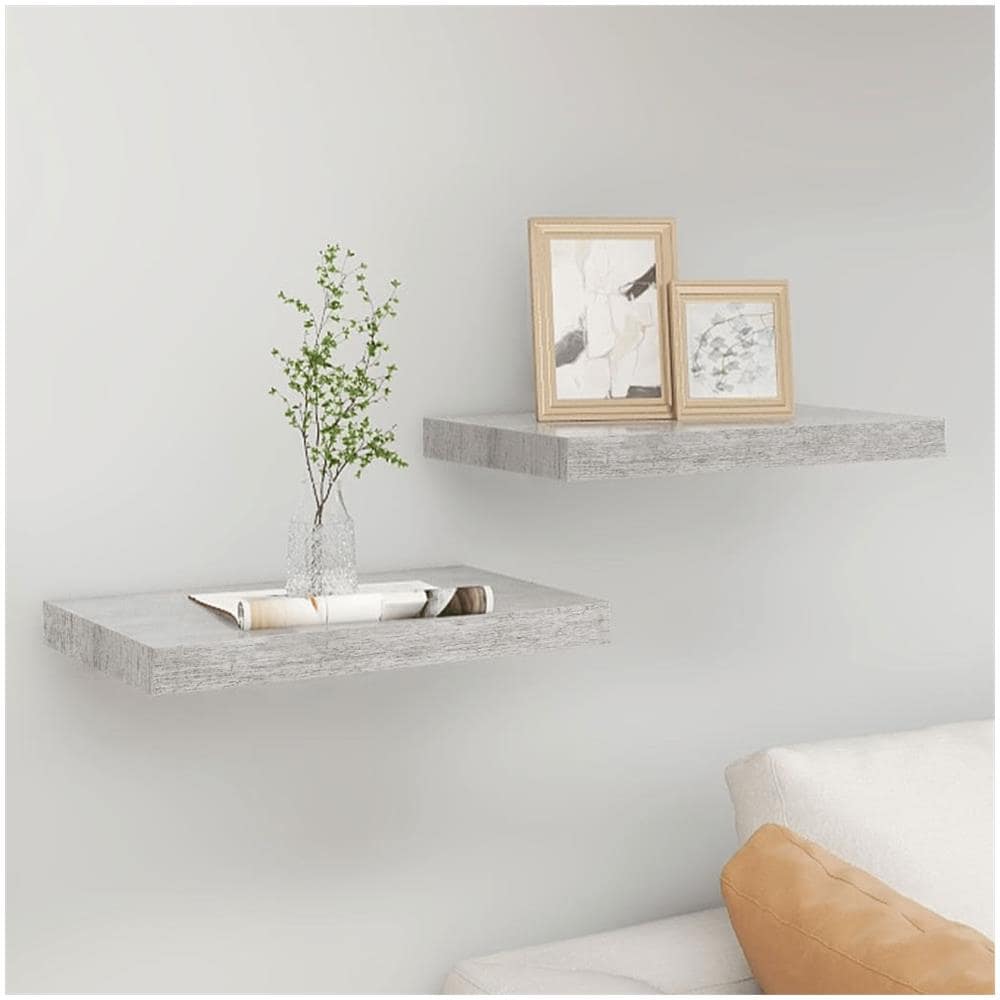 Scaffali A Parete 2 Pz Grigio Cemento 50x23x3,8 Cm In Mdf - Foto 1