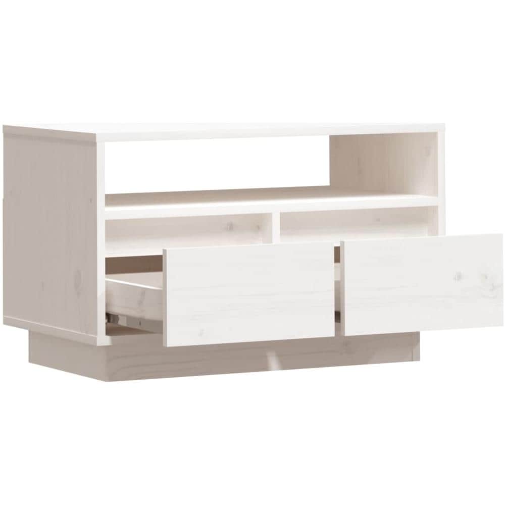 Mobile Porta Tv Bianco 60x35x37 Cm In Legno Massello Di Pino - Foto 2