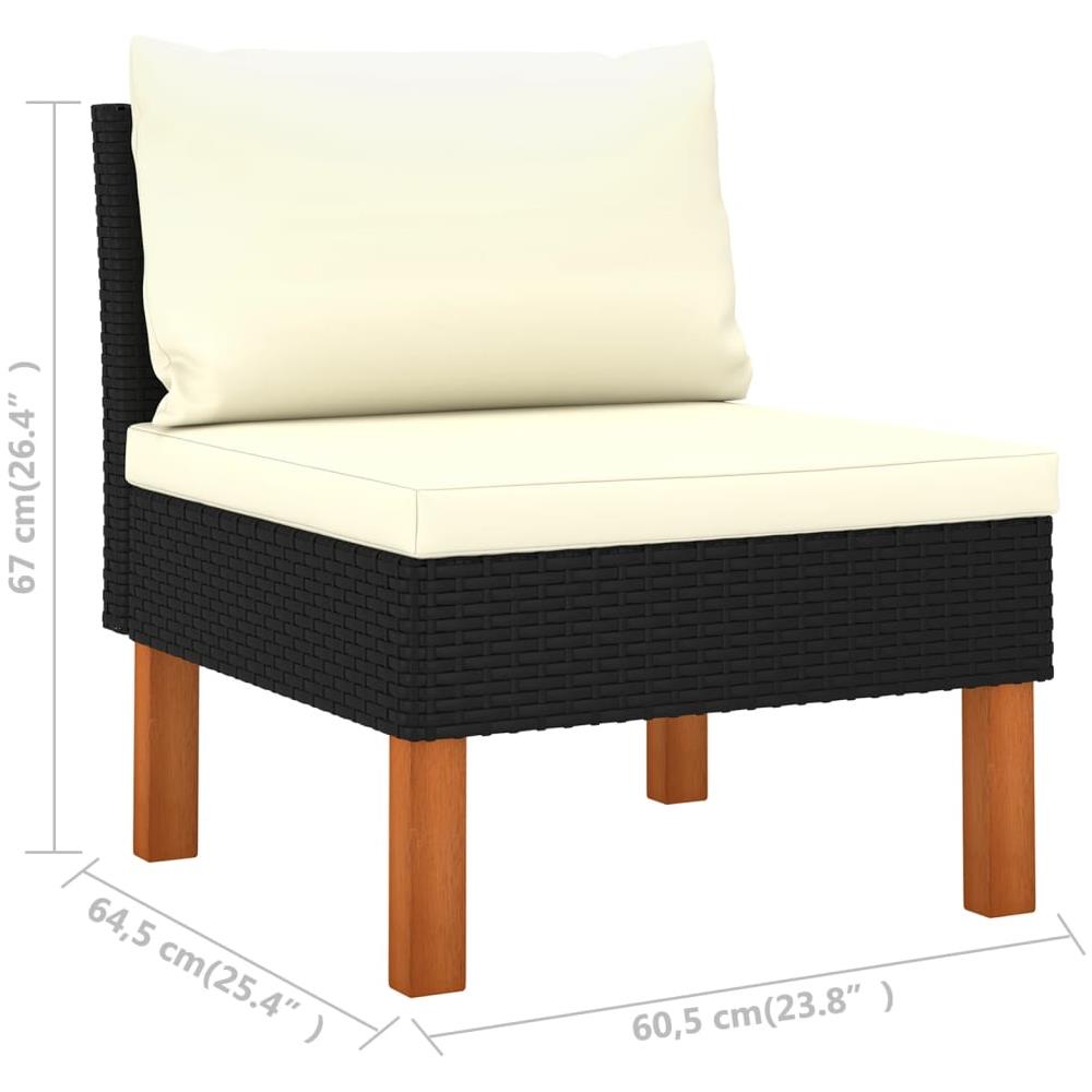 Set Divani Da Giardino 7pz Polyrattan Legno Di Eucalipto Nero - Foto 1