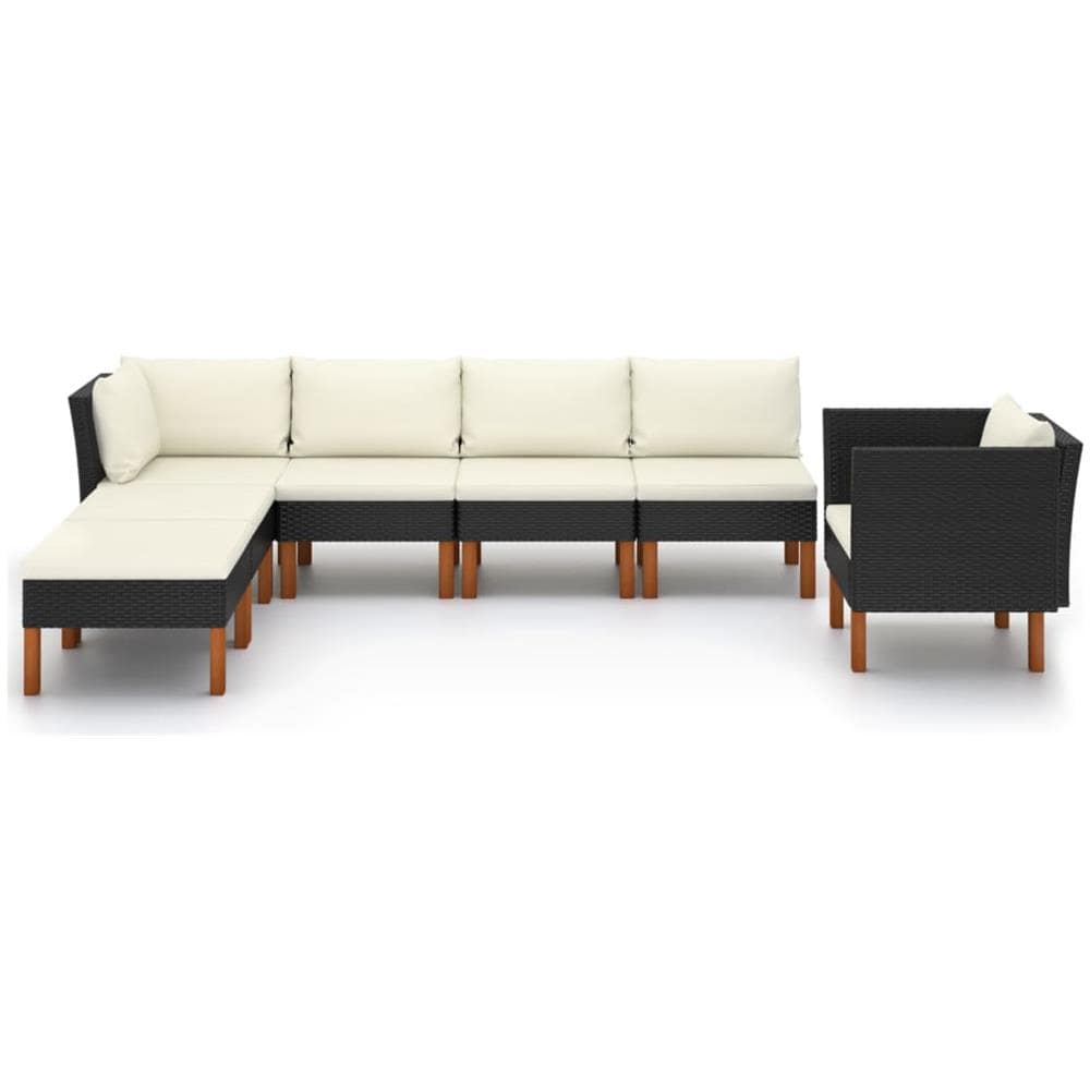 Set Divani Da Giardino 7pz Polyrattan Legno Di Eucalipto Nero - Foto 2