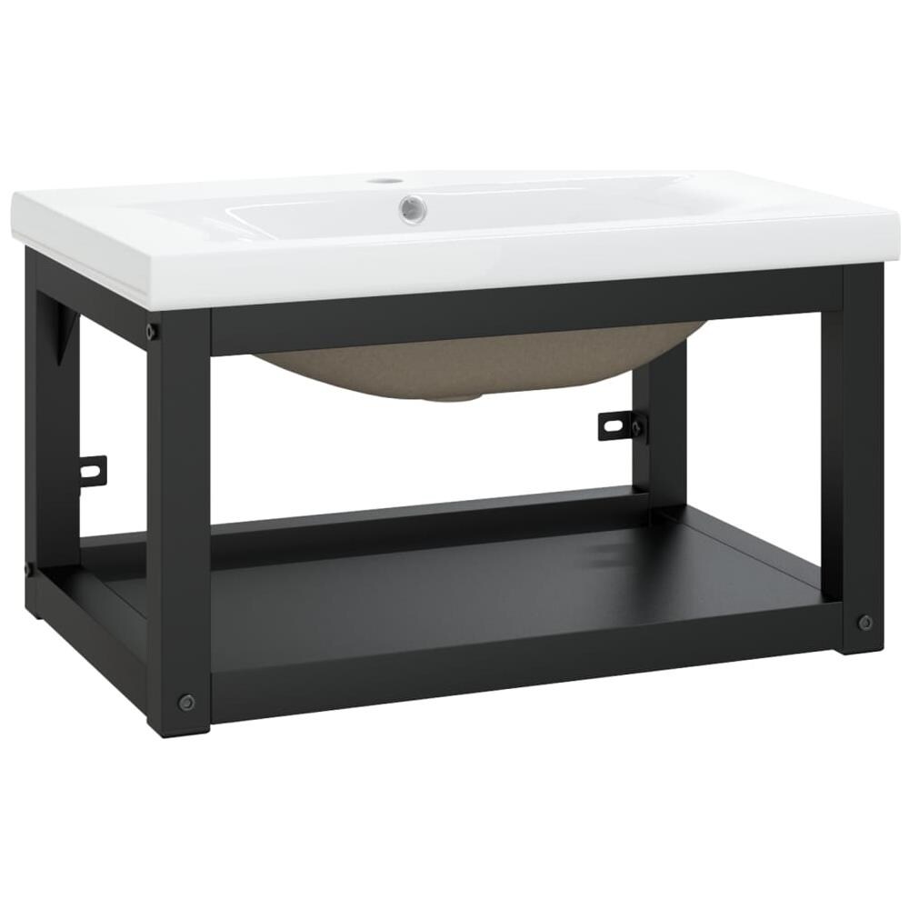 Telaio Per Lavabo Da Bagno Con Lavabo Integrato Nero In Ferro - Foto 2