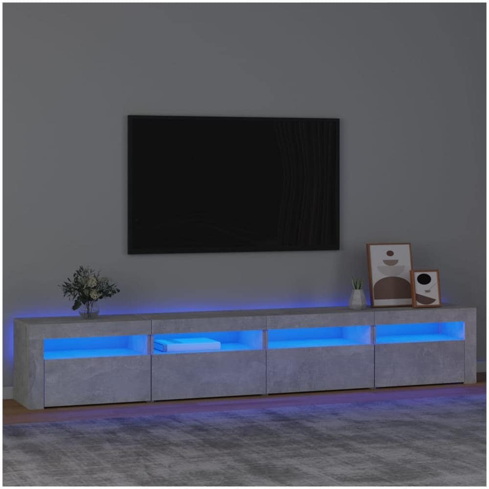 Mobile Porta TV con Luci LED Grigio Cemento 240x35x40 cm - Foto 1