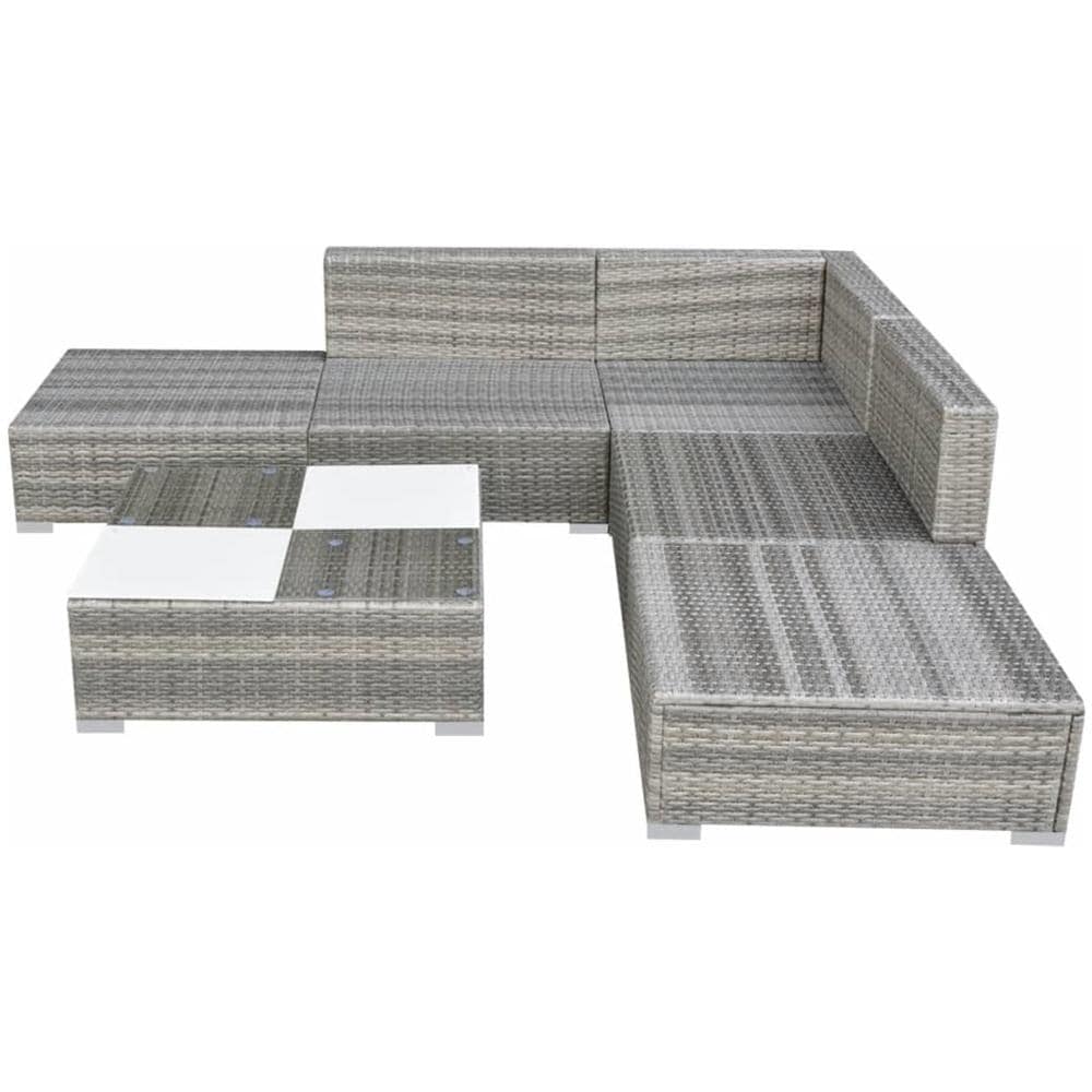 Set Divani da Giardino 6 pz con Cuscini in Polyrattan Grigio - Foto 3