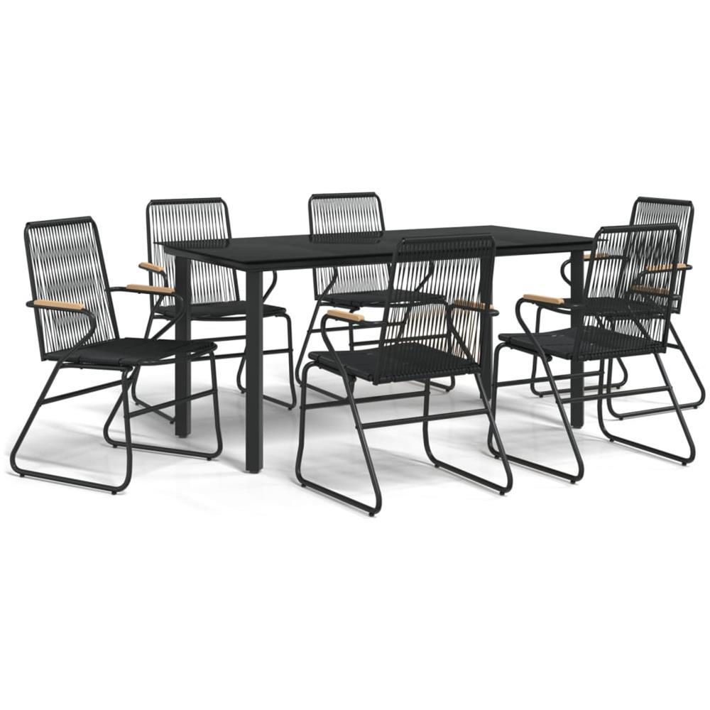 Set Da Pranzo Da Giardino 7 Pz Nero In Rattan Pvc - Foto 2