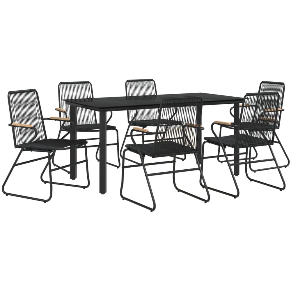 Set Da Pranzo Da Giardino 7 Pz Nero In Rattan Pvc - Foto 3