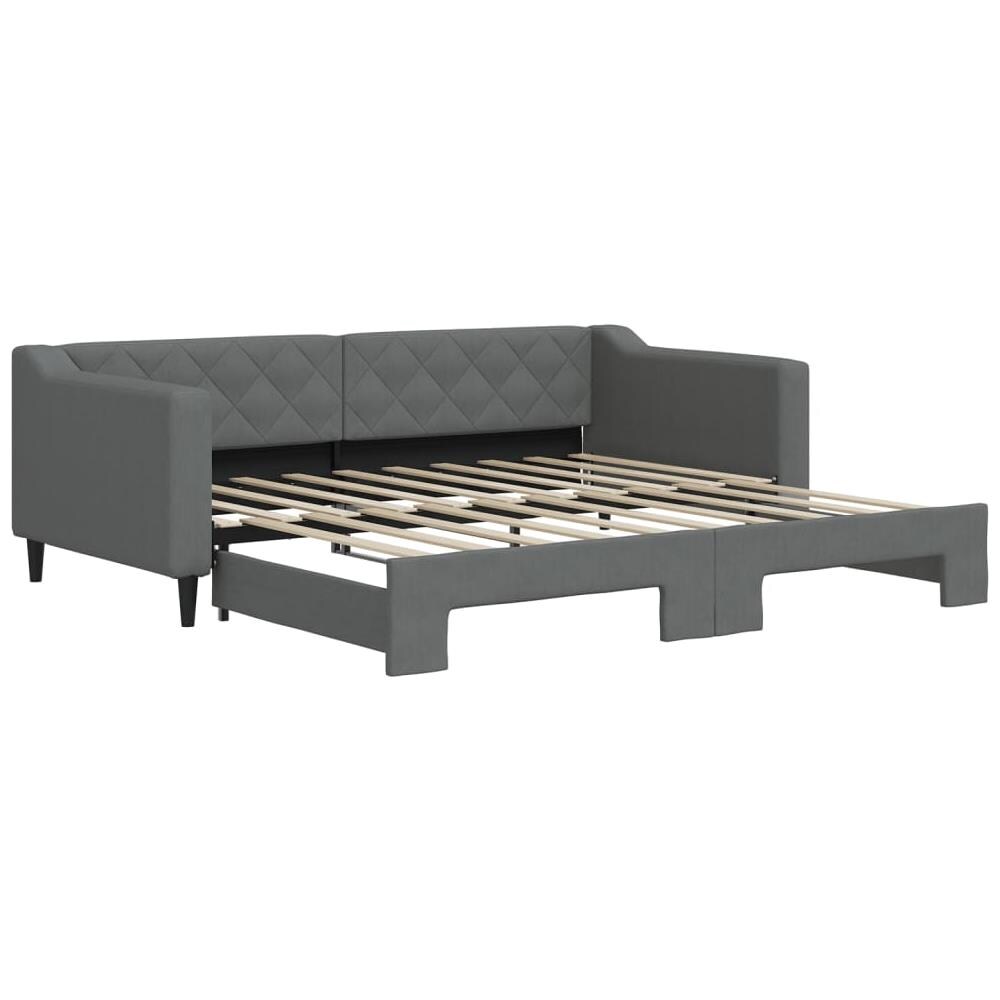Divano Letto Con Letto Estraibile Grigio Scuro 90x190cm Tessuto - Foto 2