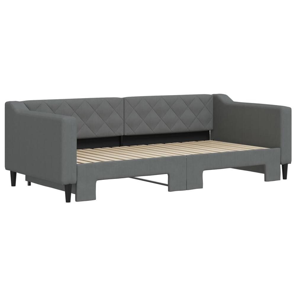 Divano Letto Con Letto Estraibile Grigio Scuro 90x190cm Tessuto - Foto 3