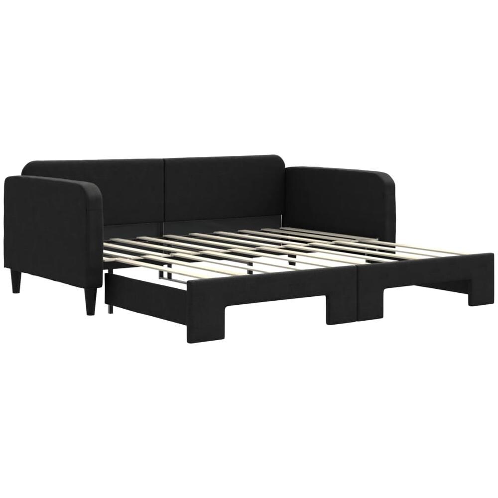 Divano Letto Con Letto Estraibile Nero 90x190 Cm In Tessuto - Foto 2