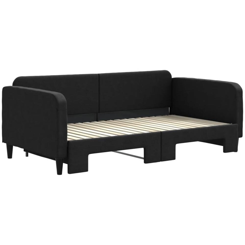 Divano Letto Con Letto Estraibile Nero 90x190 Cm In Tessuto - Foto 3