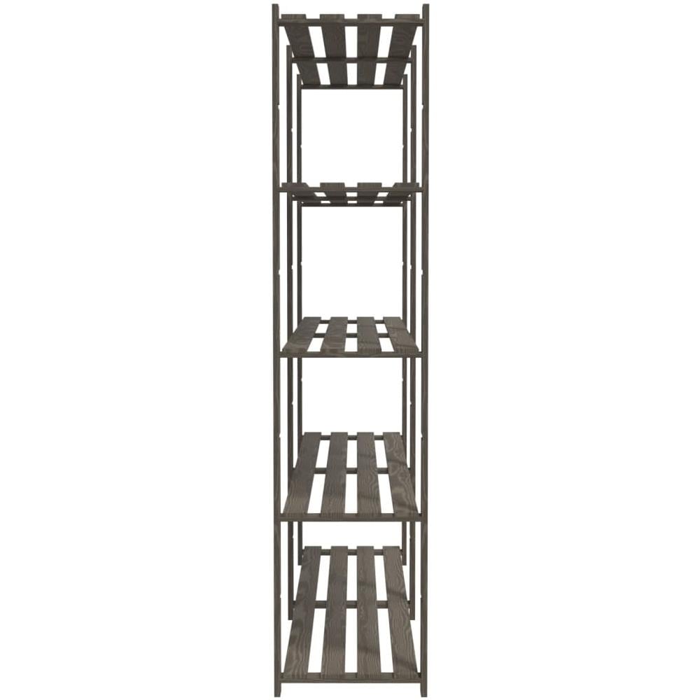 Scaffale A 5 Livelli Grigio 170x38x170 Cm In Legno Di Pino - Foto 2