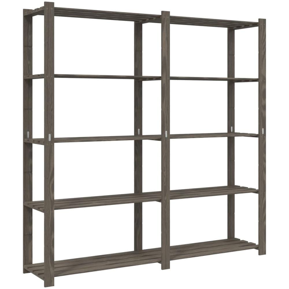 Scaffale A 5 Livelli Grigio 170x38x170 Cm In Legno Di Pino - Foto 1