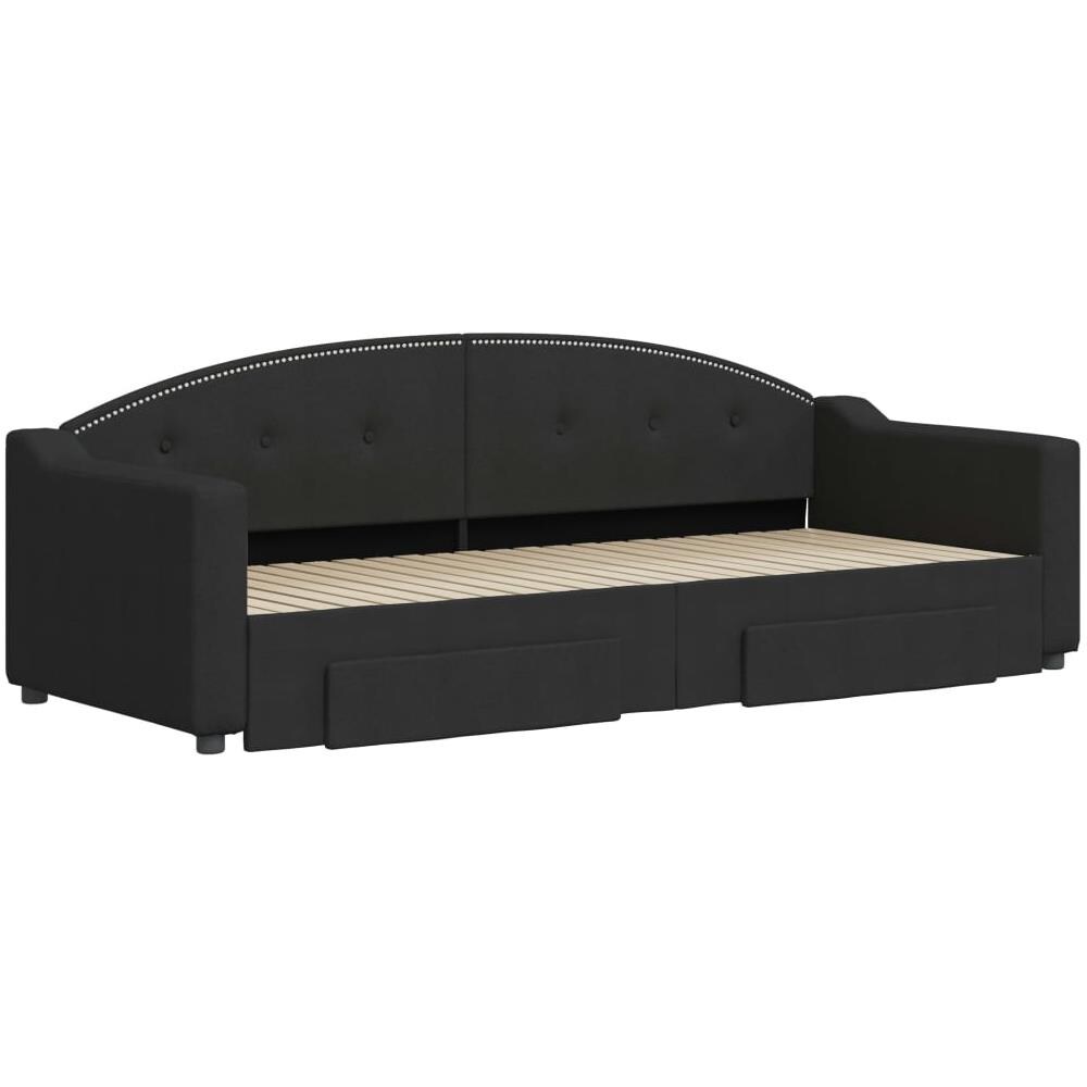 Divano Letto Estraibile Con Cassetti Nero 80x200 Cm In Tessuto - Foto 2