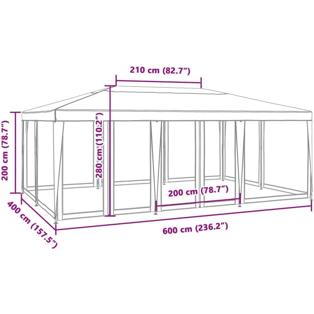 Tenda per Feste con 10 Pareti in Rete Antracite 6x4 m in HDPE - Foto 8