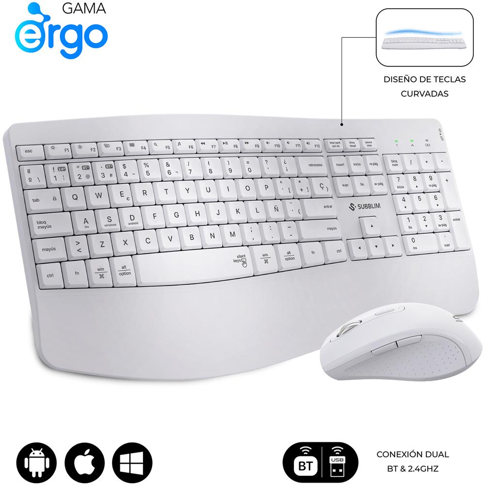 Tastiera e Mouse Wireless SUBKBC-DCOPW1  (Layout Spagnolo) Colore Bianco - Foto 1