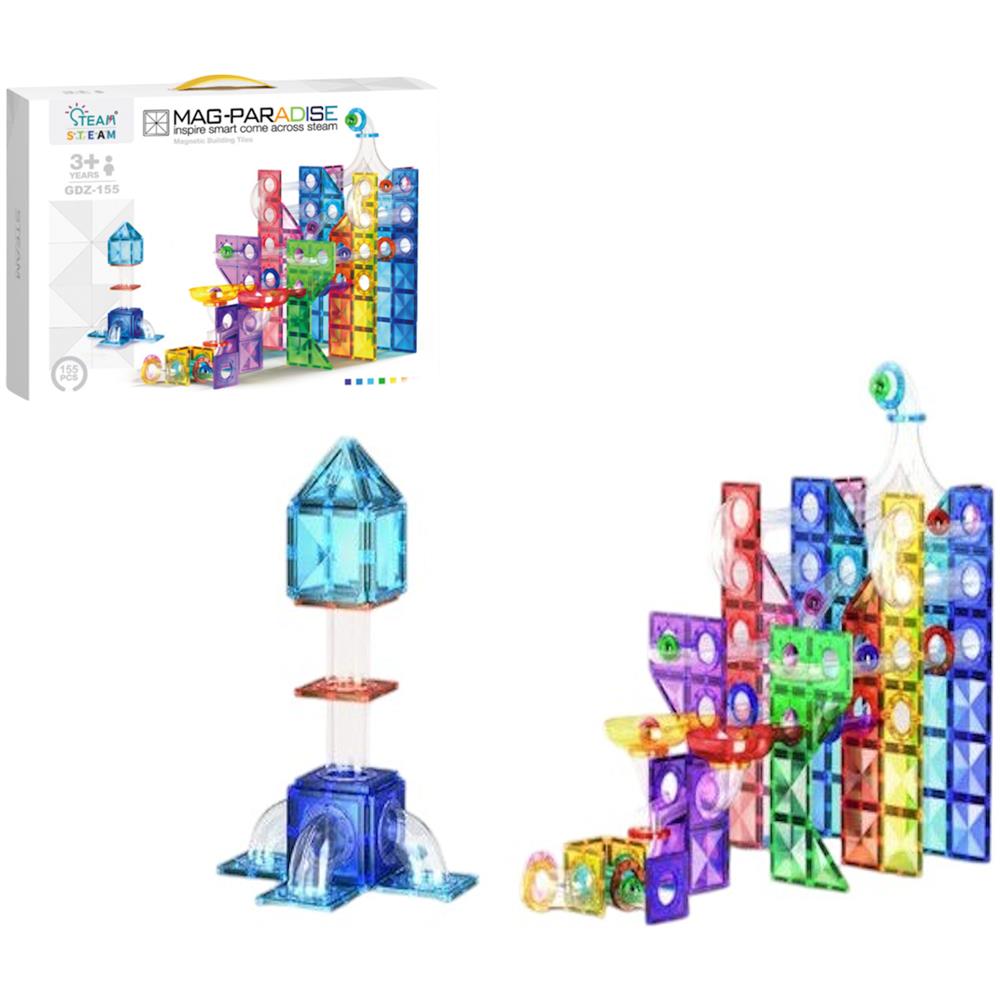 Set blocchi magnetici 155 pezzi per bambini pista a palle - Foto 1