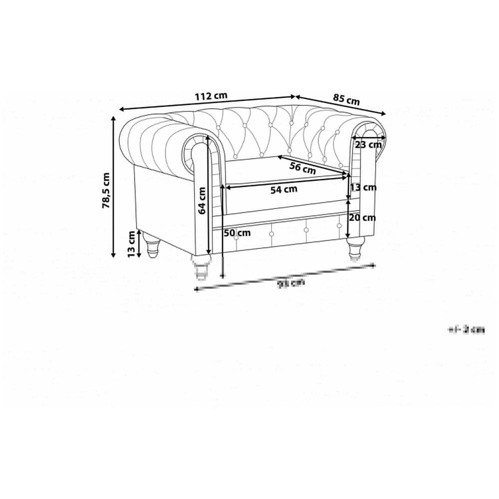 Poltrona Vintage In Tessuto Grigio Chiaro Chesterfield Grande - Foto 2