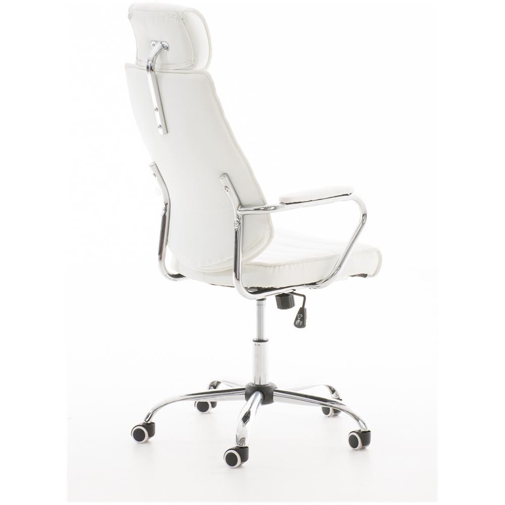 Poltrona da Ufficio Rako con Poggiatesta in Similpelle E Metallo I Poltrona Direzionale Regolabile 46-57CM I Sedia Imbottita con Braccioli E Ruote Bianco - Foto 5
