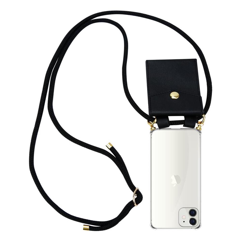 Catena Di Telefoni Cellulari Compatibile Con Apple Iphone 12 Mini (5,4"" Zoll) In Nero - Coperchio Protettivo In Silicone Con Anelli D'oro, Cinturino In Corda E Custodia Staccabile - Foto 1