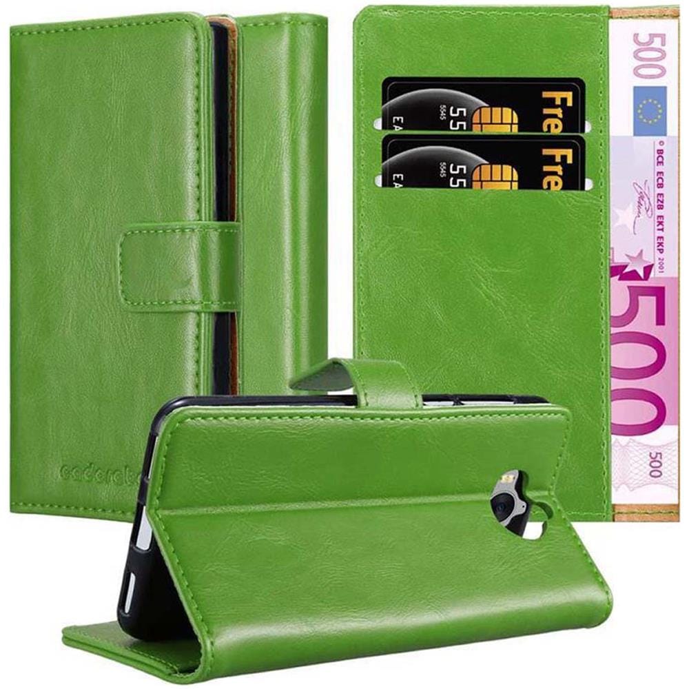 Custodia Compatibile Con Huawei Y6 2017 In Verde Erbe - Coperchio Protettiva Con Chiusura Magnetica, Funzione Stand E Tasca Per Le Carte - Foto 1