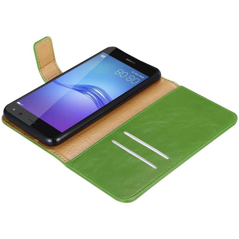 Custodia Compatibile Con Huawei Y6 2017 In Verde Erbe - Coperchio Protettiva Con Chiusura Magnetica, Funzione Stand E Tasca Per Le Carte - Foto 8
