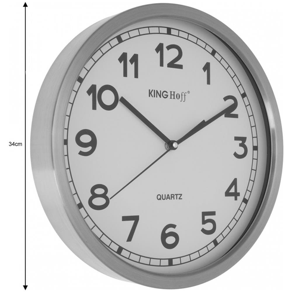 Kh-5026 Orologio Da Parete Moderno Silenzioso In Acciaio Inossidabile 34 Cm - Foto 2