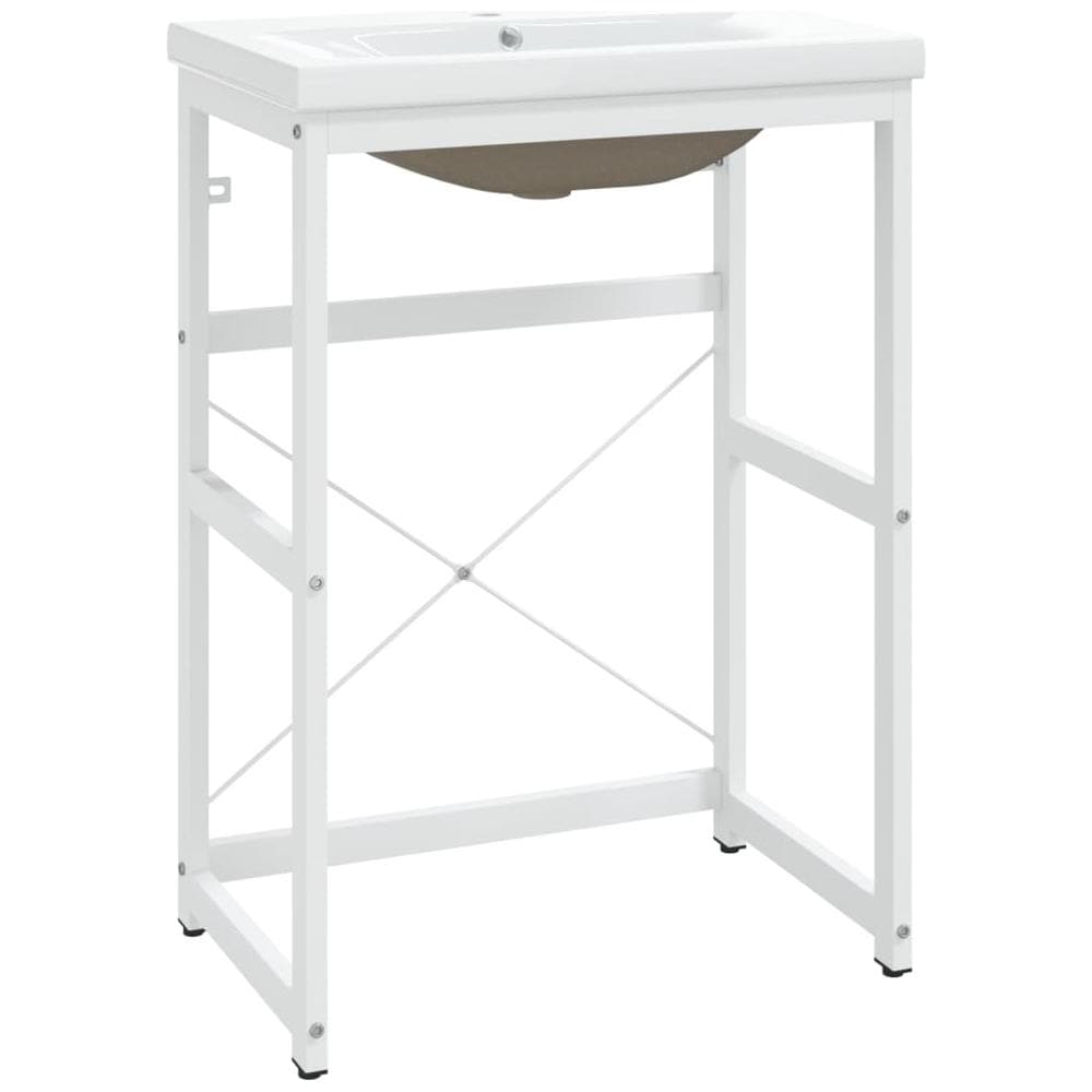 Telaio Per Lavabo Da Bagno Con Lavabo Integrato Bianco In Ferro - Foto 2