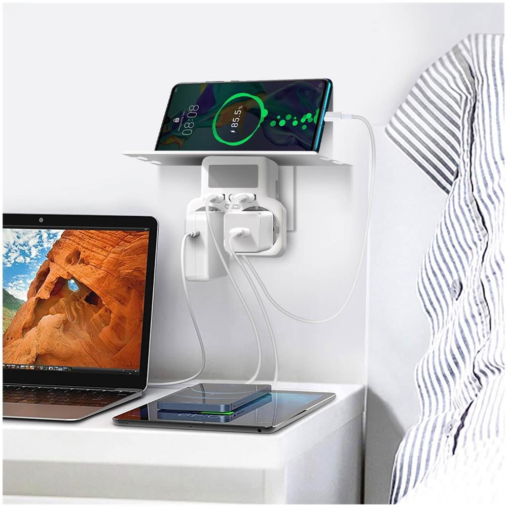 Adattatore Multipresa Con 2 Prese E 2 Porte Usb 24w, Luce A Led Bianco - Foto 2