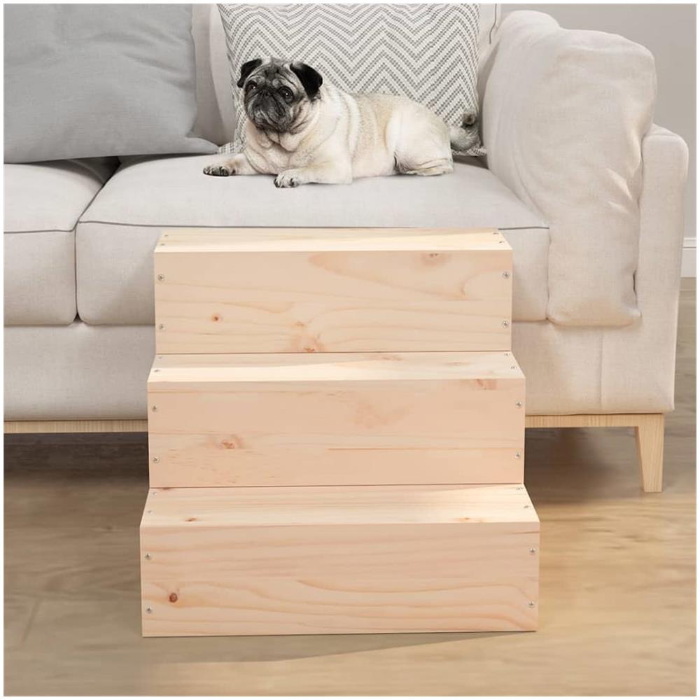 Scala Per Animali 40x37,5x35 Cm In Legno Massello Di Pino - Foto 1