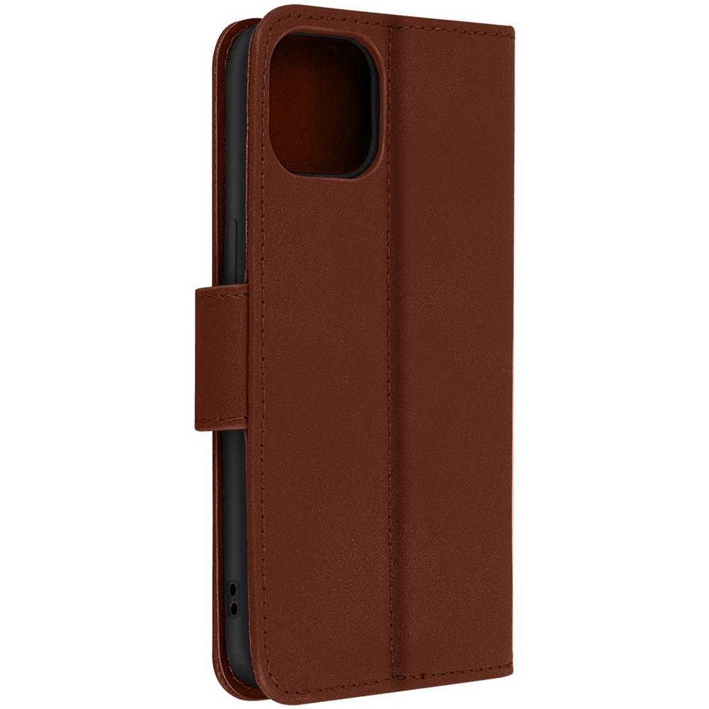 Custodia Vera Pelle Per Iphone 14 Pro Max Portacarte E Supporto Video Marrone - Foto 5