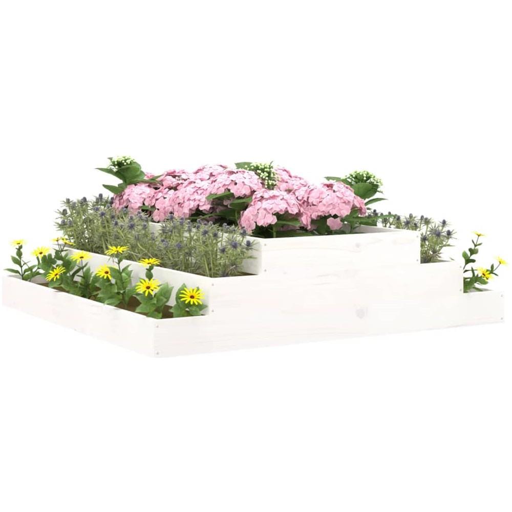 Fioriera Bianca 110x110x27 Cm In Legno Massello Di Pino - Foto 2