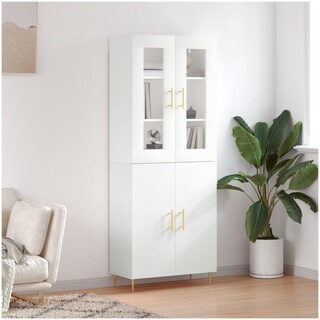 VidaXL Credenza Bianca 69,5x31x115 Cm In Legno Multistrato Con Ante E Gambe In Metallo
