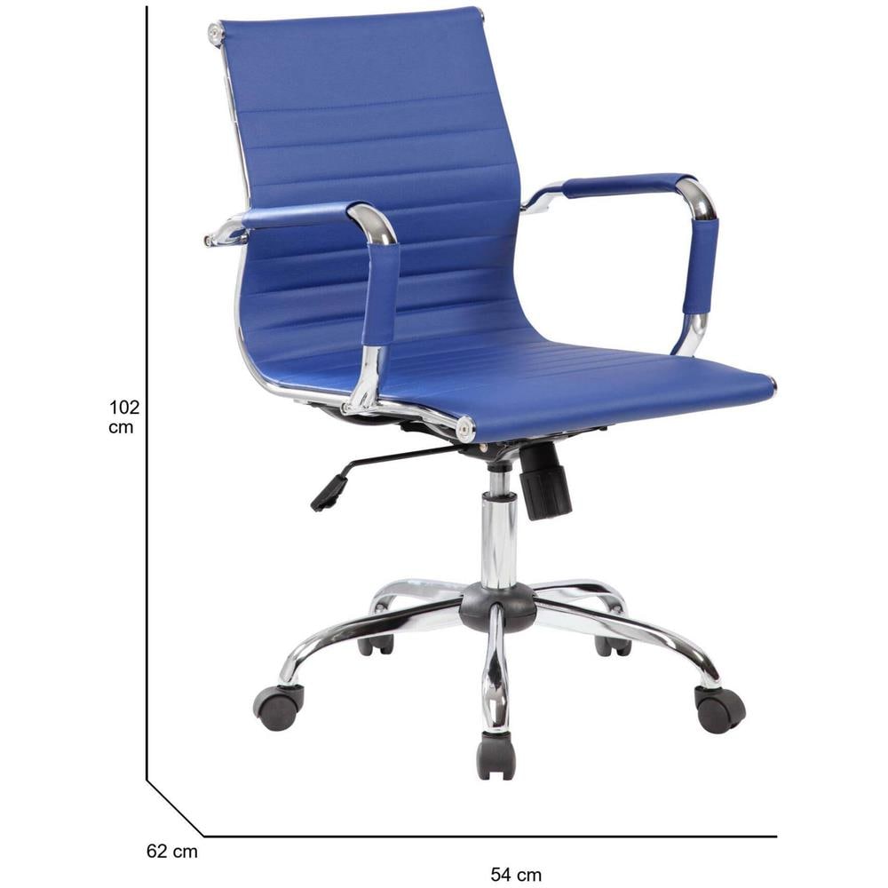 Sedia Con Ruote Attilia, Poltrona Direzionale Con Braccioli, Sedia Ergonomica Da Ufficio, Blu, 62x54h92/102 Cm - Foto 2