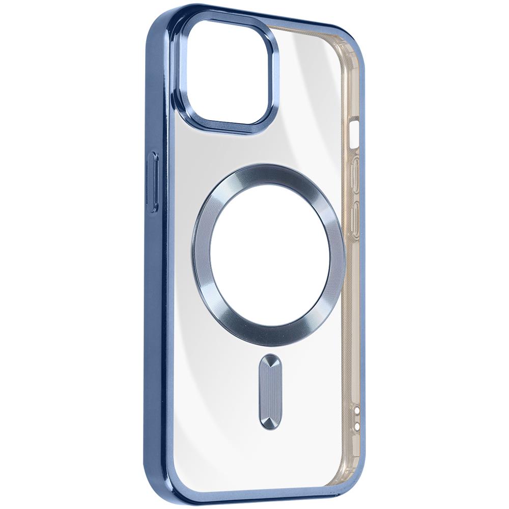 Cover Magsafe Per Iphone 15 Silicone Bordo Cromato Blu - Foto 2