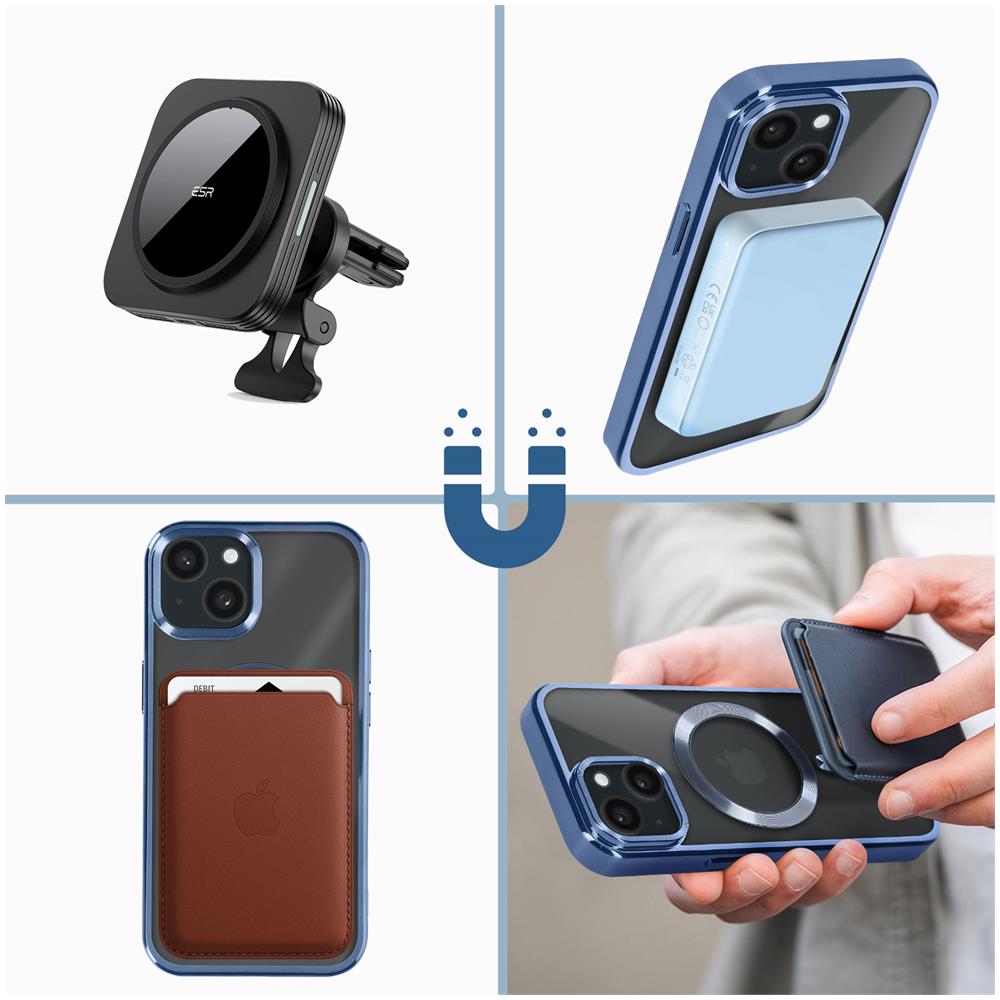 Cover Magsafe Per Iphone 15 Silicone Bordo Cromato Blu - Foto 5