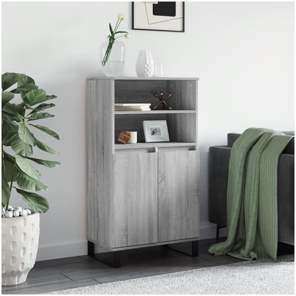 Credenza Grigio Sonoma 60x36x110 Cm In Legno Multistrato - Foto 1