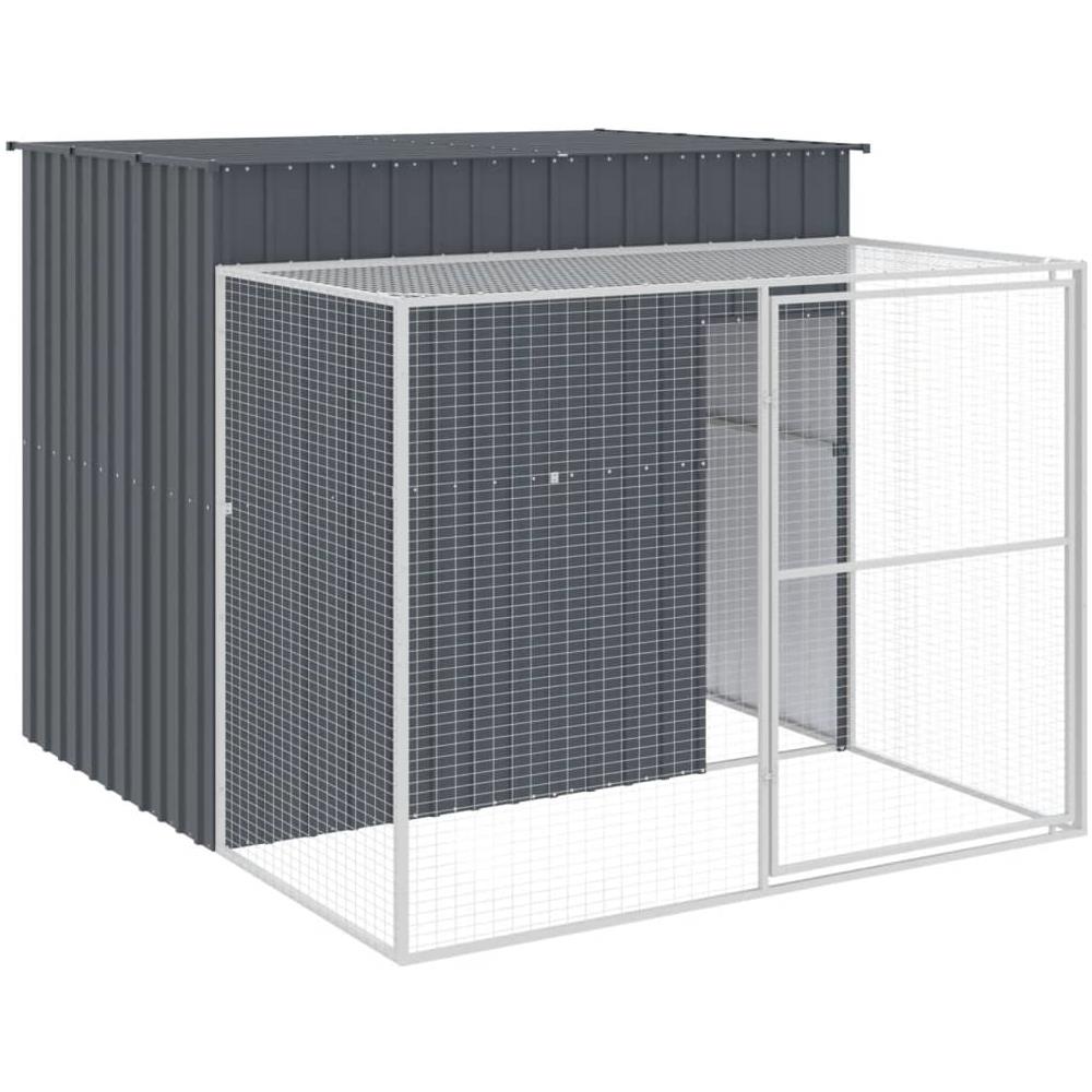 Casetta Cani con Corsa Antracite 214x253x181 cm Acciaio Zincato - Foto 1