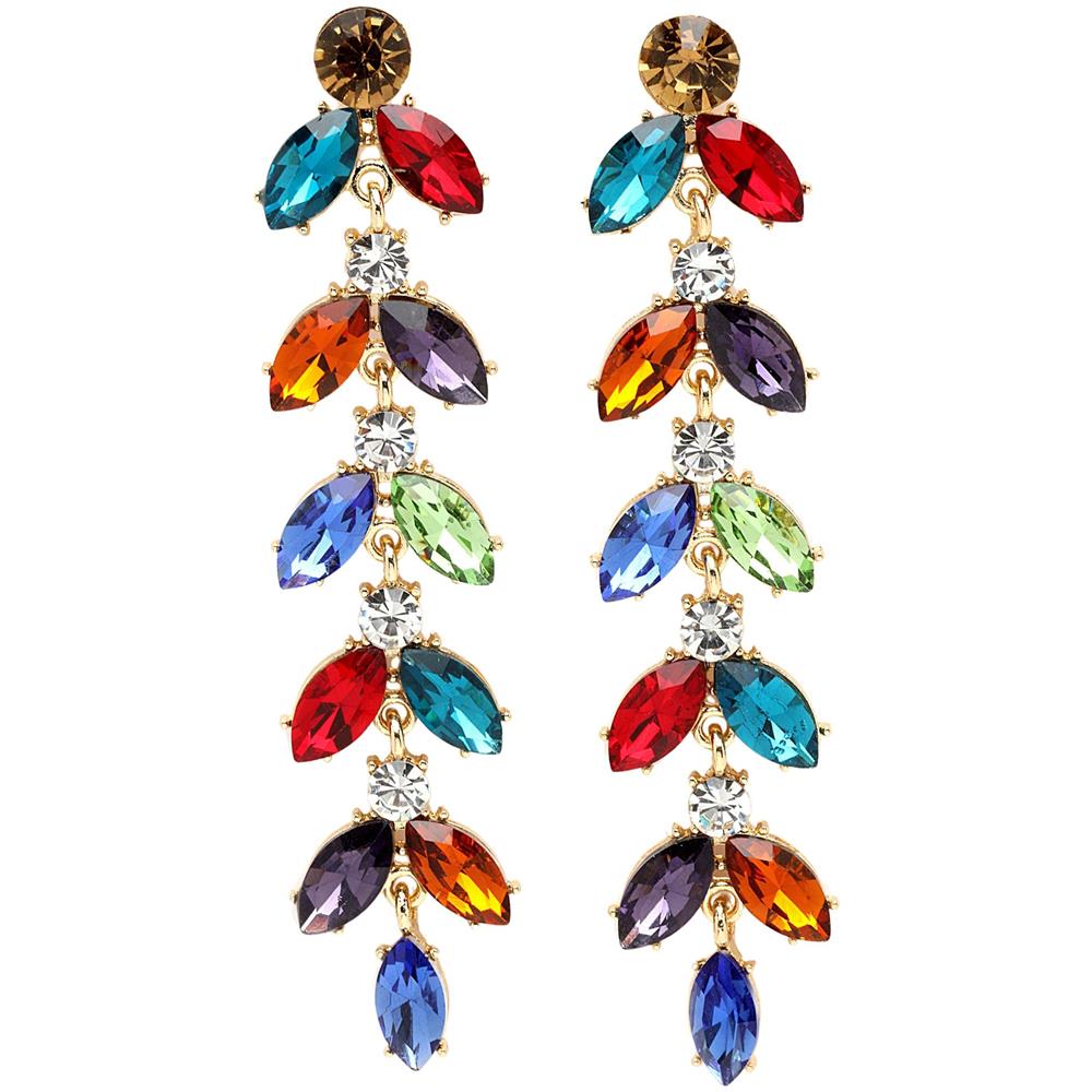 Orecchini Pendenti a Foglia con Cristalli - Foto 1