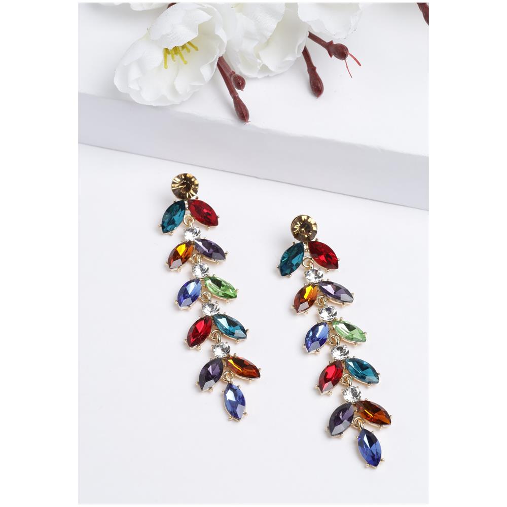 Orecchini Pendenti a Foglia con Cristalli - Foto 2