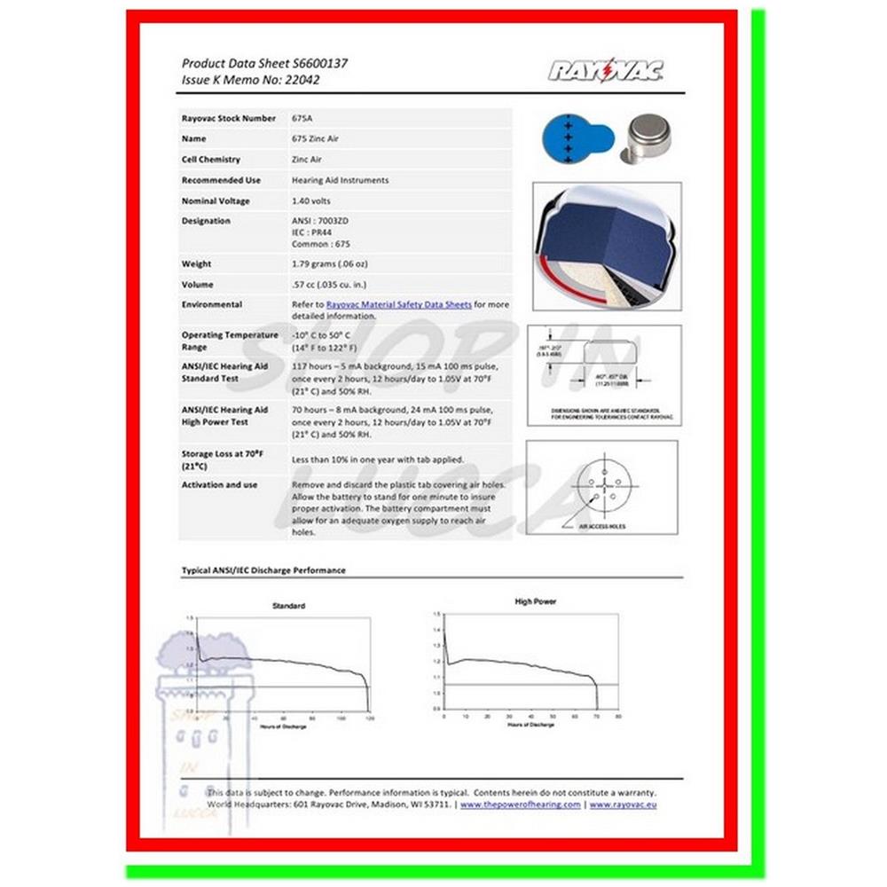 Batterie Per Apparecchi Acustici 675 Pile Per Protesi Pr44 - Foto 2