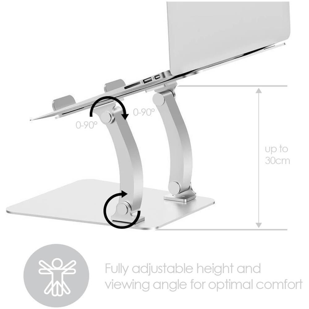 Laptop Stand Dual Pivot Riser Regolabile Alluminio Argento - Foto 2