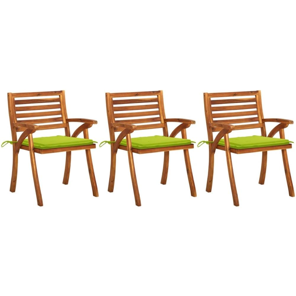 Sedie da Pranzo da Giardino con Cuscini 3 pz Massello di Acacia - Foto 1