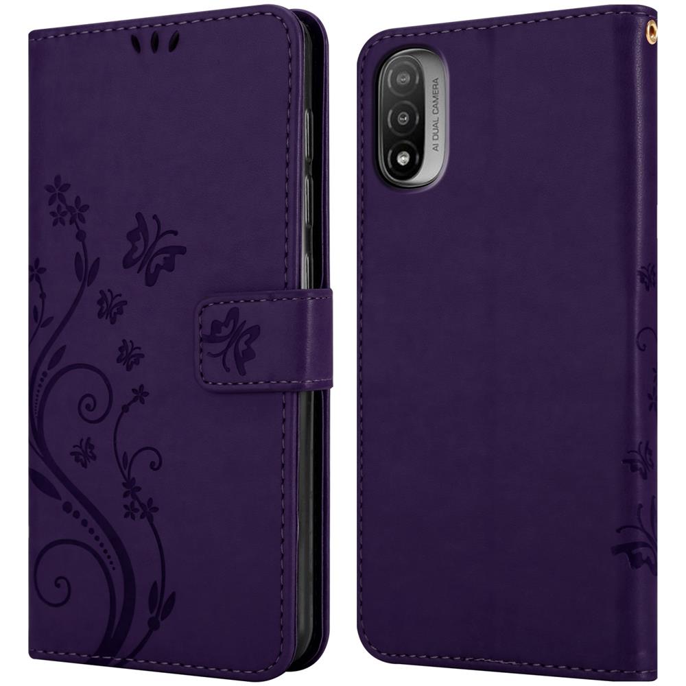 Cadorabo Custodia Compatibile Con Motorola Moto E20 / E30 / E40 In Lilla Scuro Fiore - Coperchio Protettivo In Design Floreale Con Chiusura Magnetica, Funzione Stand E Slot Per Carte - Foto 7