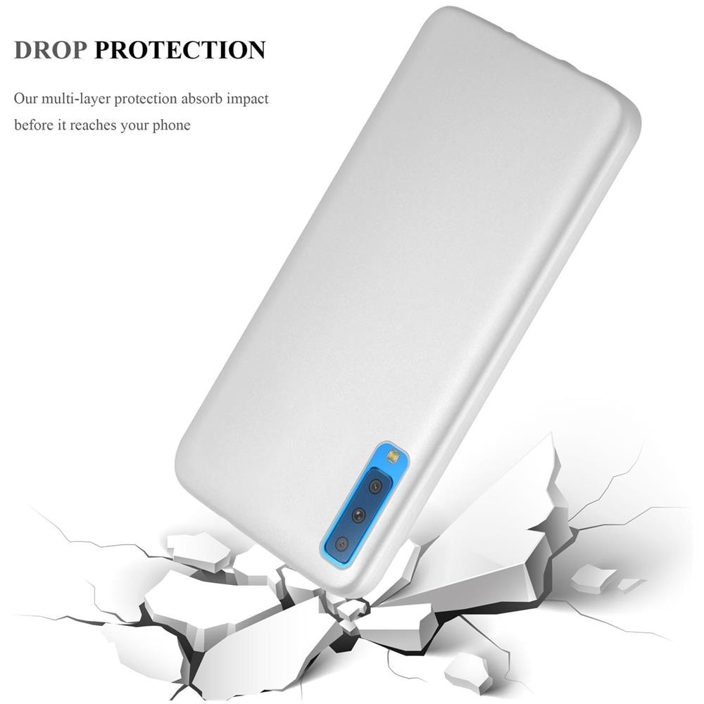 Custodia Compatibile Con Samsung Galaxy A7 2018 In Argento Metallico - Coperchio Protettivo In Silicone Tpu Flessibile - Foto 7