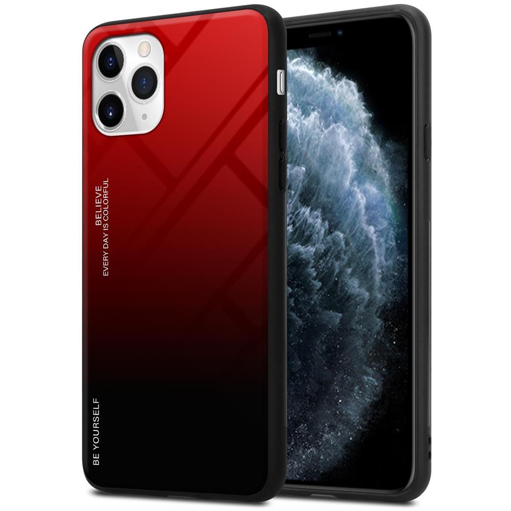 Custodia Compatibile Con Apple Iphone 11 Pro In Rosso - Nero - Coperchio Protettivo Bicolore In Vetro Temperato E Silicone Tpu - Foto 1