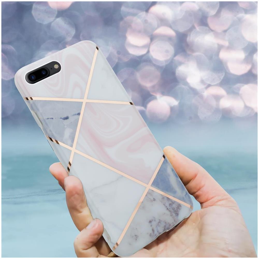 Custodia Compatibile Con Apple Iphone 8 Plus / 7 Plus / 7s Plus In Marmo Rosa Oro Bianco No. 9 - Coperchio Protettivo In Silicone Tpu Con Motivo A Mosaico - Foto 7