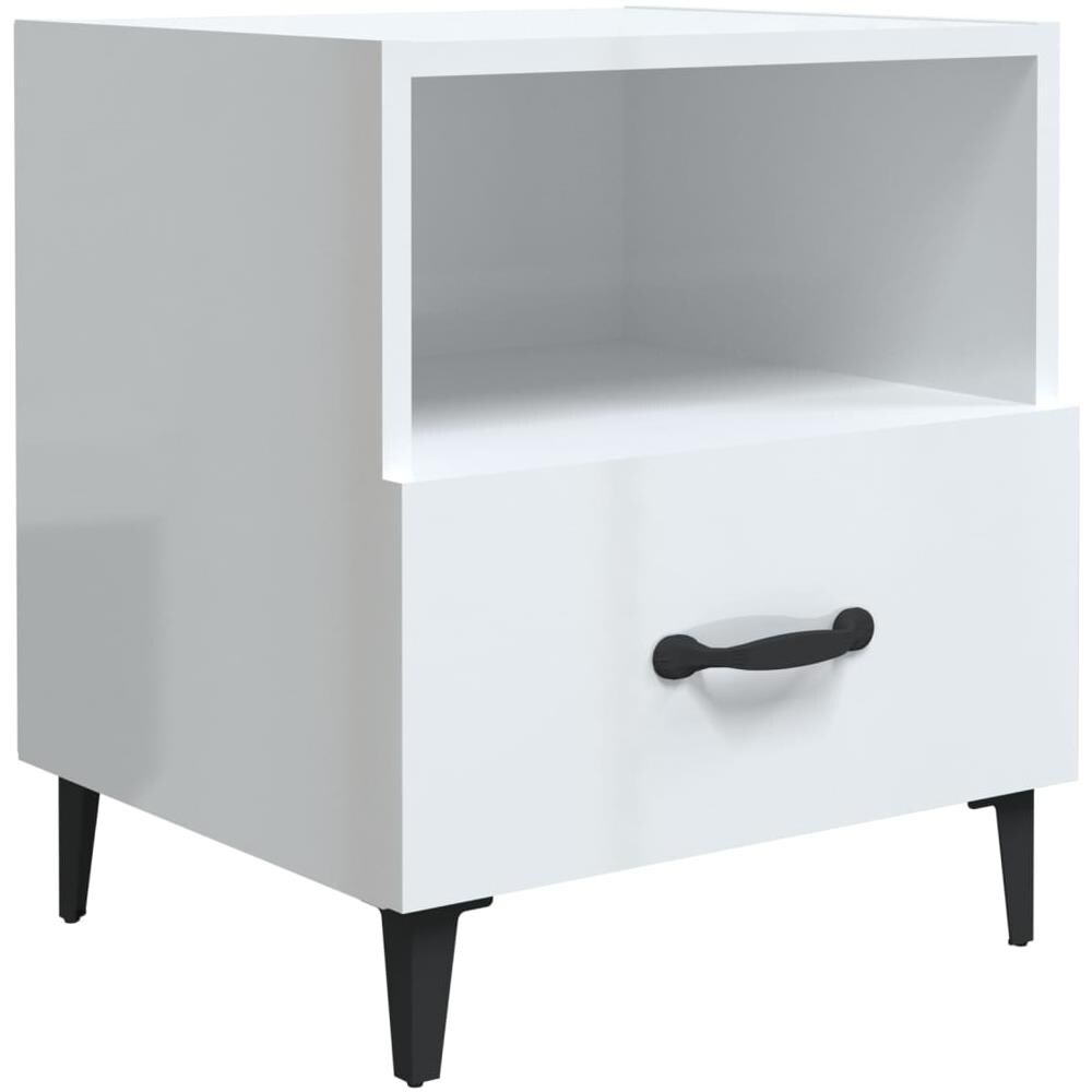 Comodini 2 Pz Bianco Lucido In Legno Multistrato - Foto 2