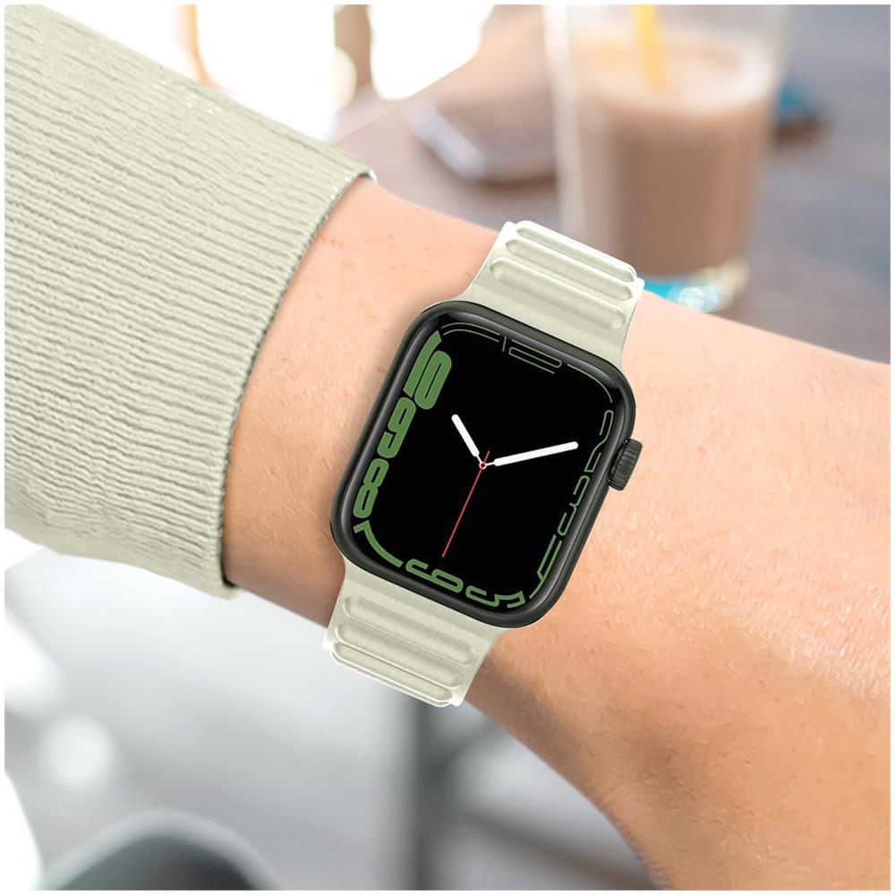 Cinturino Apple Watch 49 Mm, 45 Mm, 44 Mm, 42 Mm Silicone Regolabile Beige - Foto 2