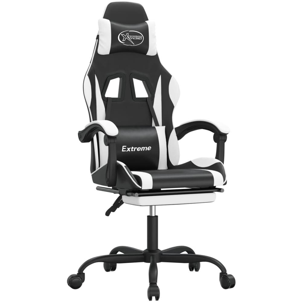 Sedia Da Gaming Con Poggiapiedi Nero E Bianco In Similpelle - Foto 2