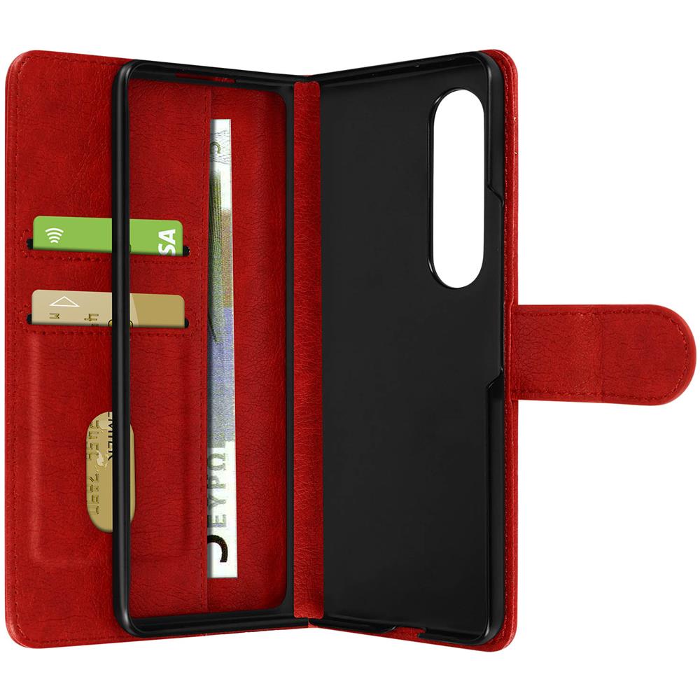 Cover Per Samsung Z Fold3, Portacarte E Chiusura Linguetta Magnetica Rossa - Foto 1
