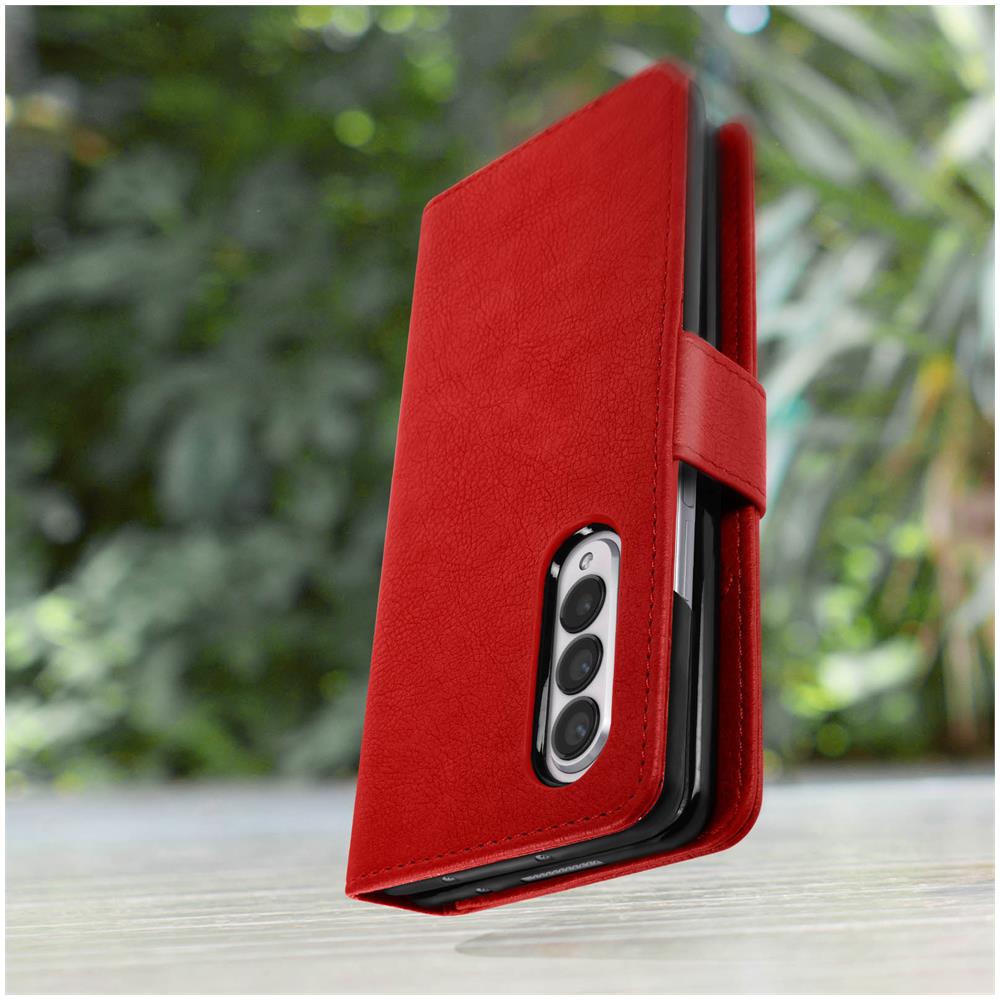 Cover Per Samsung Z Fold3, Portacarte E Chiusura Linguetta Magnetica Rossa - Foto 5